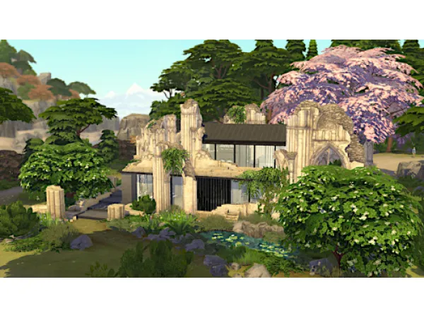 Maxis Match Modern home built inside ancient ruins - The Sims 4 Custom Content