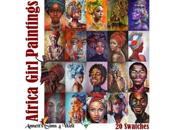 Mix AFRICA Girl Paintings - The Sims 4 Custom Content