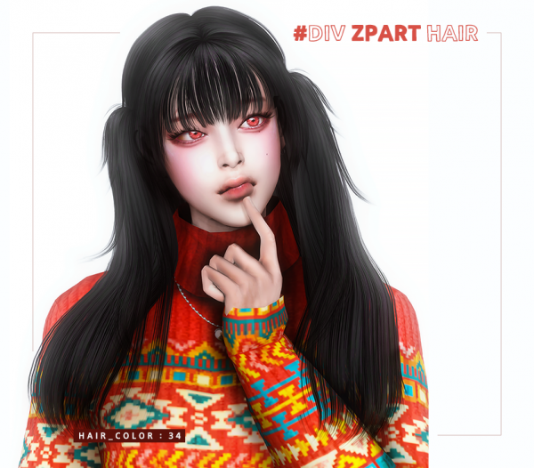 Alpha SIMS4 Zpart Hair by simsfinds - The Sims 4 Custom Content