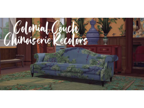 Maxis Match [ ] Colonial Sofa Chinoiserie Recolors by AnachroSims - The Sims 4 Custom Content
