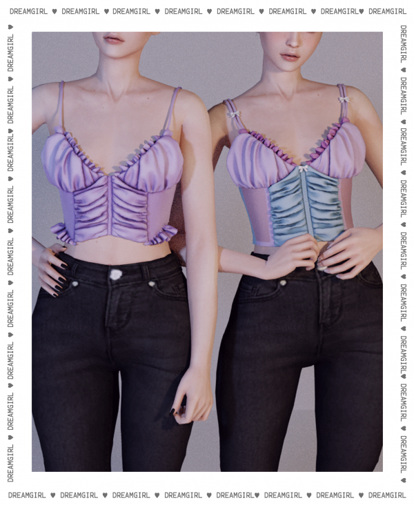 Alpha RUCHED BOWTIE TOPRUCHED SATIN TOP by dreamgirl - The Sims 4 Custom Content