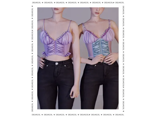 Alpha RUCHED BOWTIE TOPRUCHED SATIN TOP by dreamgirl - The Sims 4 Custom Content