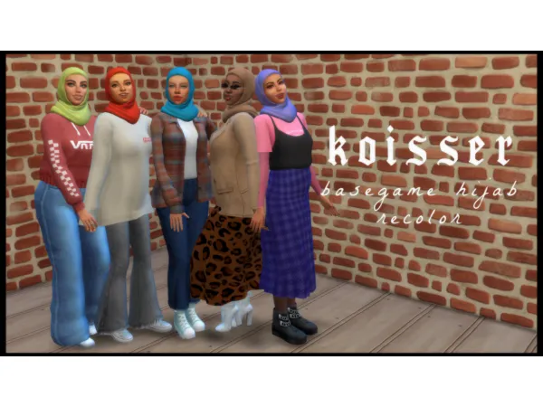 Maxis Match Base Game Hijab Recolor by Koisser - The Sims 4 Custom Content