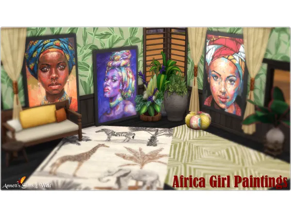 Alpha AFRICA Girl Paintings by annettssims4welt - The Sims 4 Custom Content