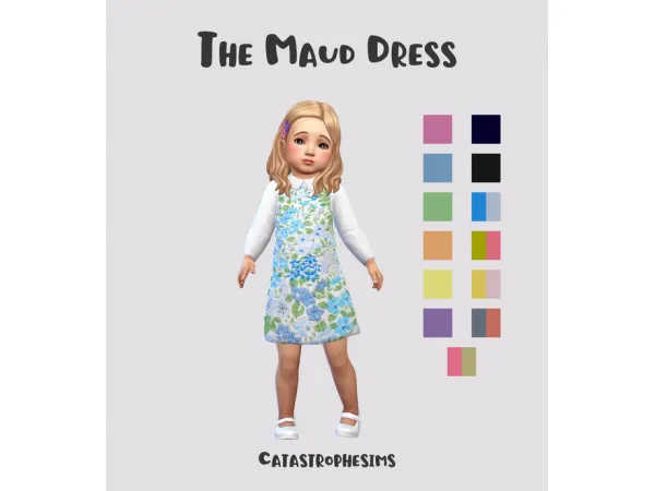 Maxis Match the Maud Dress by catastrophe sims - The Sims 4 Custom Content