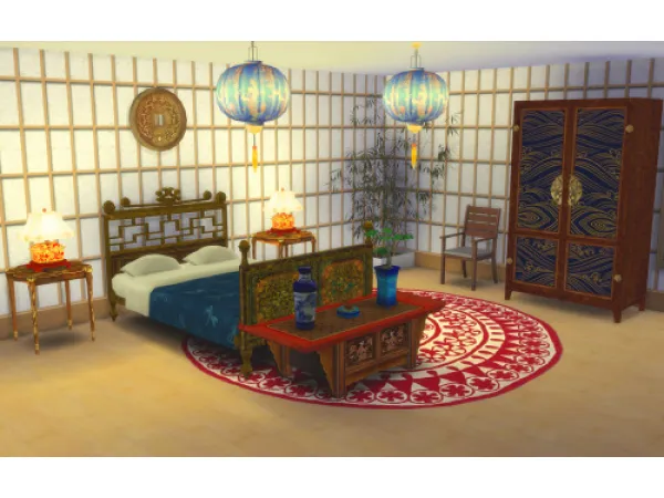 Maxis Match Asian Bedroom Set - The Sims 4 Custom Content