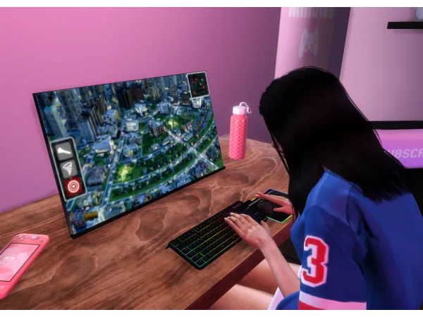 Maxis Match Light up gaming pc with starbucks cup by simmerkate - The Sims 4 Custom Content