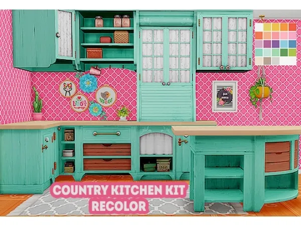 Maxis Match country kitchen kit recolor - The Sims 4 Custom Content