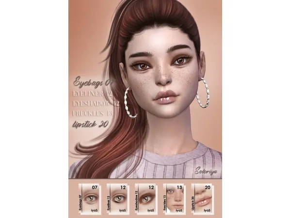 Alpha Eyebags 07 eyeliner 12 eyeshadow 12 freckles 13 lipstick 20 Sims 4 - The Sims 4 Custom Content