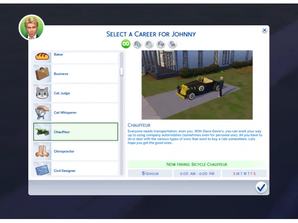 Alpha Chauffeur Vintage Career by Alpha_Waifu - The Sims 4 Custom Content