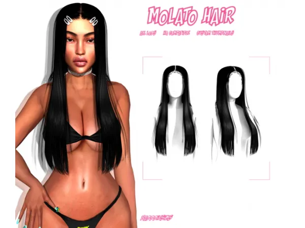 Alpha MOLATO HAIR by simsfinds - The Sims 4 Custom Content