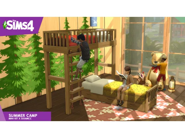 Maxis Match Summer Camp Mini Kit Bunk Bed by SIXAM CC - The Sims 4 Custom Content