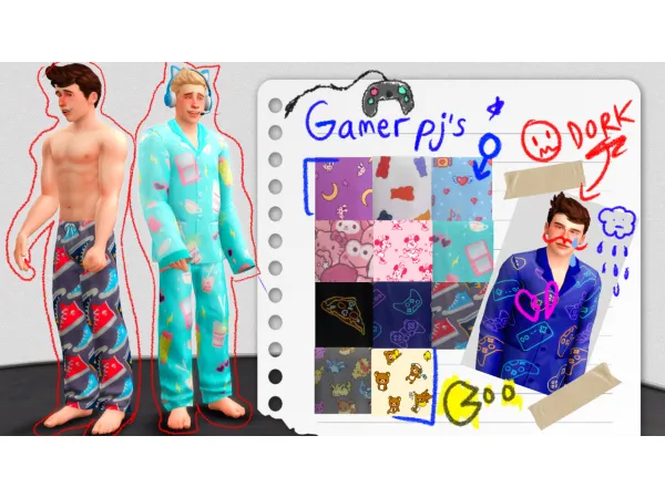 Maxis Match Gamer PJS (BGC Teen to Elder) - The Sims 4 Custom Content