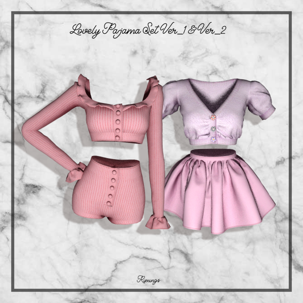 Alpha [RIMINGS] Lovely Pajama Set Ver_1 Ver_2 by simsfinds - The Sims 4 Custom Content
