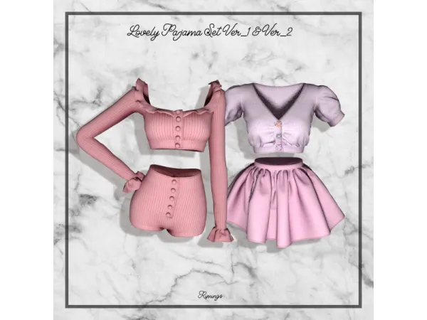 Alpha [RIMINGS] Lovely Pajama Set Ver_1 Ver_2 by RIMINGS - The Sims 4 Custom Content