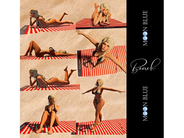 Mix Beach Pose Moon Blue - The Sims 4 Custom Content