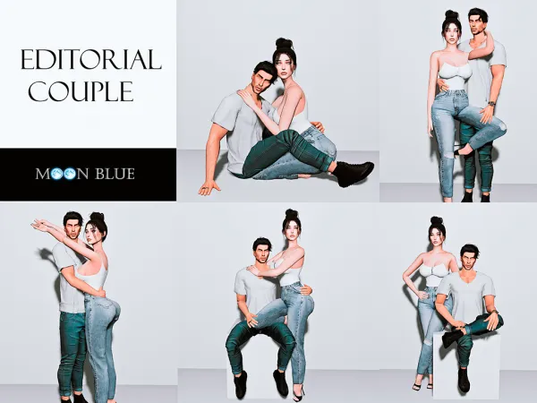 Mix Editorial Couple Moon Blue - The Sims 4 Custom Content