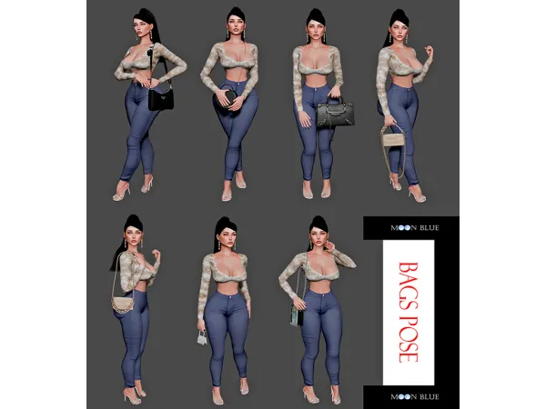 Mix BAGS POSE Moon Blue - The Sims 4 Custom Content