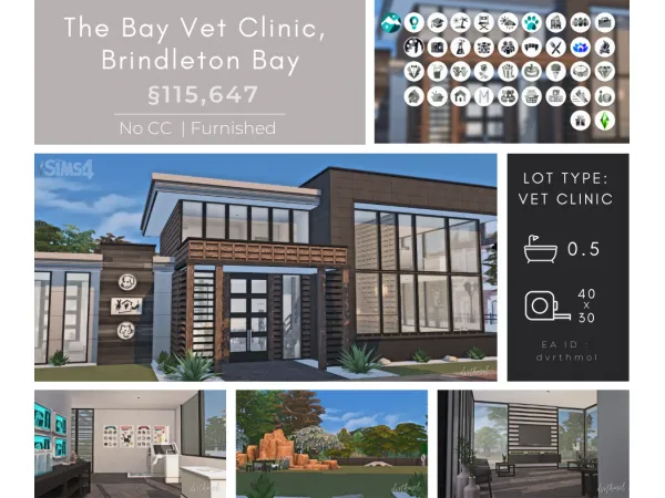 Maxis Match THE BAY VET CLINIC BRINDLETON BAY - The Sims 4 Custom Content