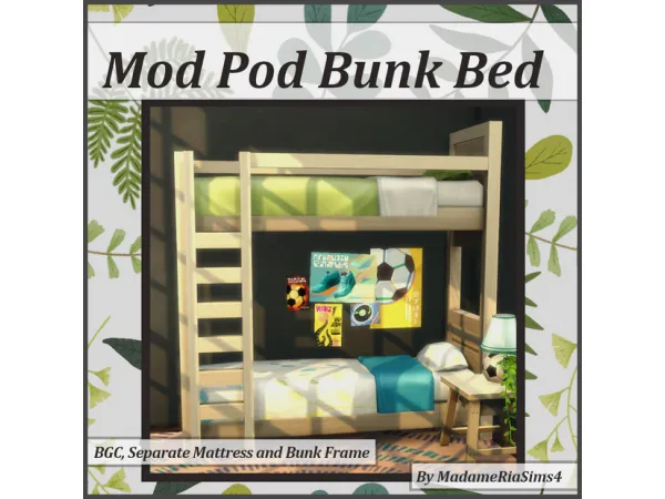 Maxis Match Mod Pod Bunk Bed (Separated) by MadameRia - The Sims 4 Custom Content