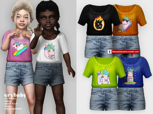 Alpha crybaby love burst shirt shorts by crybaby - The Sims 4 Custom Content
