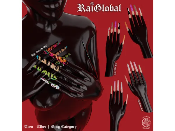 Alpha Rai Global TUNNA Nail Set by Rai Global - The Sims 4 Custom Content
