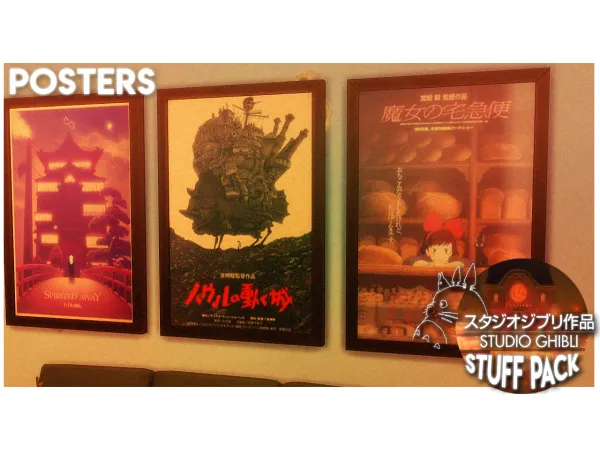 Alpha Studio Ghibli Posters Polaroids - The Sims 4 Custom Content