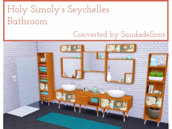 Alpha Holy Simolys Seychelles Bathroom and Ocean Grove Shower Converted by Saudade Sims - The Sims 4 Custom Content