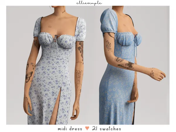 Mix Elliesimple Midi Dress - The Sims 4 Custom Content