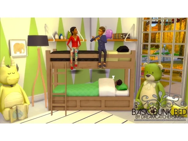 Maxis Match PIXELDREAMWORLD BASIC BUNK BED FRAME ONLY - The Sims 4 Custom Content