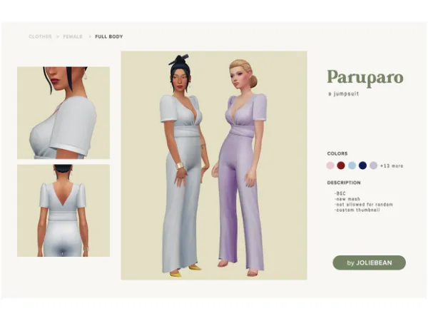 Maxis Match Paruparo Jumpsuit by Joliebean by Joliebean - The Sims 4 Custom Content