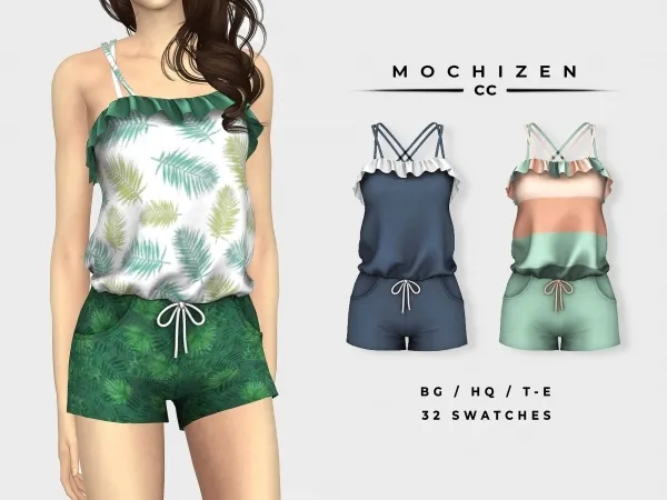Alpha Mochizen Ruffled Romper by mochizen-cc - The Sims 4 Custom Content