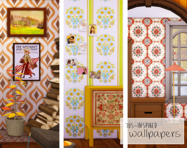 Maxis Match 70s inspired wallpapers by simsfinds - The Sims 4 Custom Content