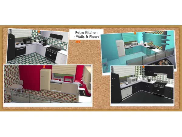 Maxis Match RETRO KITCHEN WALLS FLOORS - The Sims 4 Custom Content