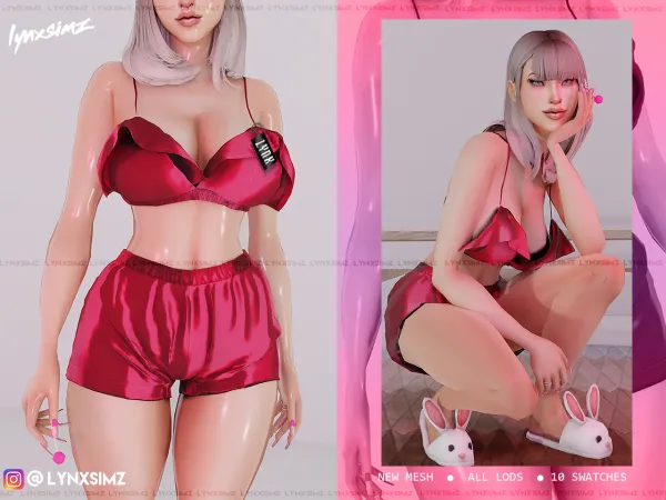 LYNXSIMZ_Satin Lounge Outfit