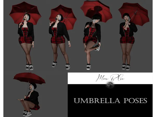 Mix Umbrella Poses Moon Blue - The Sims 4 Custom Content