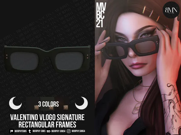 Alpha Valentino VLogo Signature Rectangular Acetate Frames - The Sims 4 Custom Content