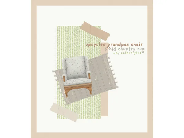 Maxis Match Old Country Rugs Upcycled Grandpas Chair - The Sims 4 Custom Content