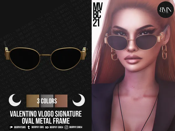 Alpha Valentino VLogo Signature Oval Metal Frame by bradford - The Sims 4 Custom Content