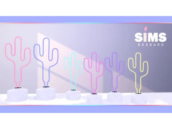 Mix NEON COLORFUL LAMP CACTUS by Bárbara Sims - The Sims 4 Custom Content