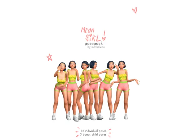 Mix Mean Girl Posepack by mothelette - The Sims 4 Custom Content