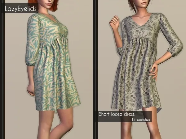 Alpha Short loose dress by lazyeyelids - The Sims 4 Custom Content
