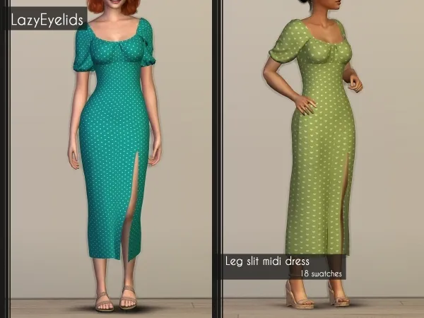 Alpha Leg slit midi dress by lazyeyelids - The Sims 4 Custom Content