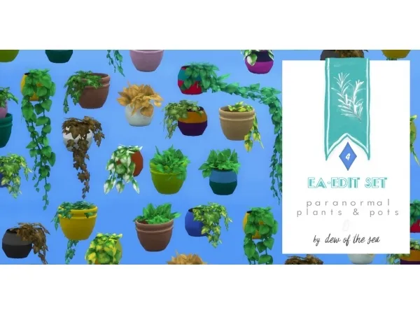 Maxis Match EA edit Set paranormal plants pots by dew of the sea - The Sims 4 Custom Content