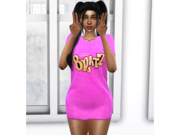 Alpha 90s Inspired Oversized Tshirt SimmerKate by simmerkatex - The Sims 4 Custom Content