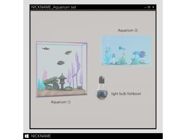 Mix Aquarium set by give me a nickname - The Sims 4 Custom Content