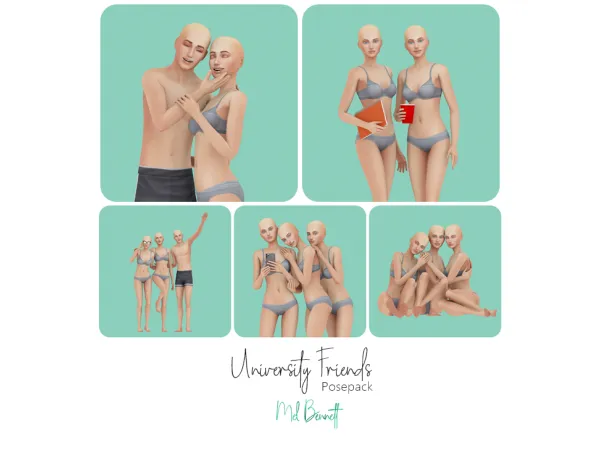 Mix University Friends Posepack - The Sims 4 Custom Content