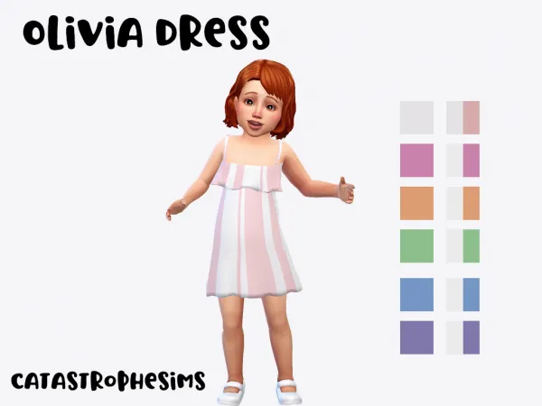 Maxis Match the Olivia Dress by catastrophe sims - The Sims 4 Custom Content