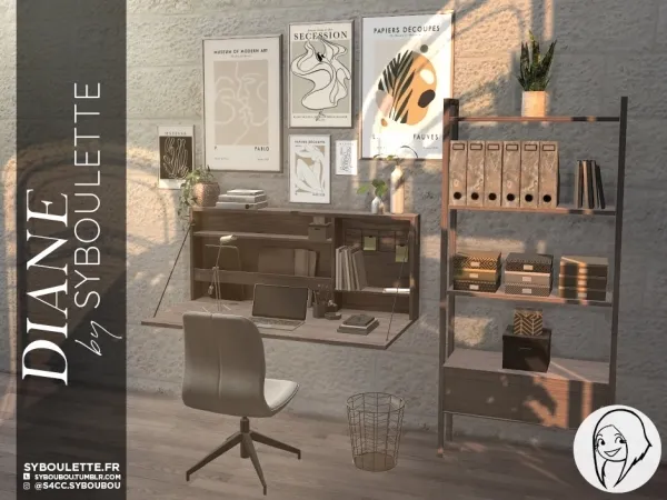 Alpha Diane office set - The Sims 4 Custom Content