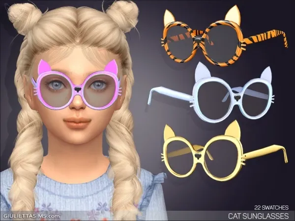 Alpha CAT SUNGLASSES FOR KIDS by giuliettasims - The Sims 4 Custom Content